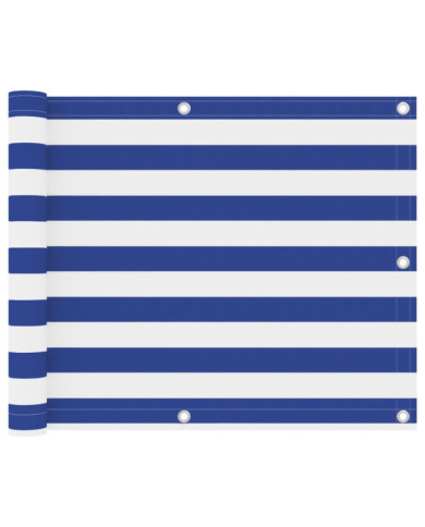 Écran de balcon Blanc et bleu 75x300 cm Tissu Oxford | Mobilier & Déco