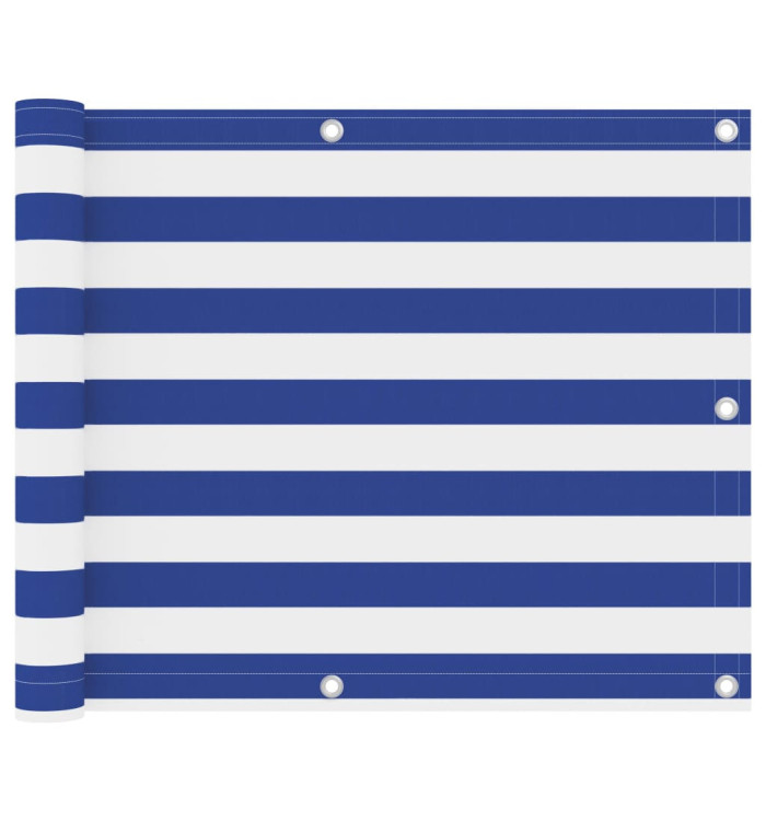 Écran de balcon Blanc et bleu 75x300 cm Tissu Oxford | Mobilier & Déco