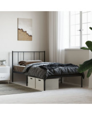 Cadre de lit métal sans matelas avec tête de lit noir 80x200 cm | Mobilier & Déco