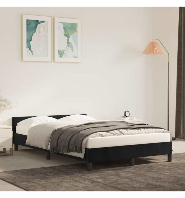 Cadre de lit sans matelas noir 120x200 cm velours | Mobilier & Déco