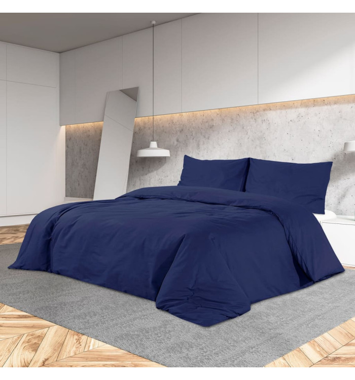 Ensemble de housse de couette Bleu marine 135x200 cm Microfibre | Mobilier & Déco