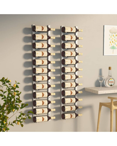 Casier à vin mural pour 12 bouteilles 2 pcs Blanc Fer | Mobilier & Déco