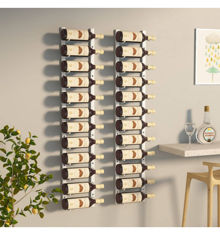 Casier à vin mural pour 12 bouteilles 2 pcs Blanc Fer | Mobilier & Déco