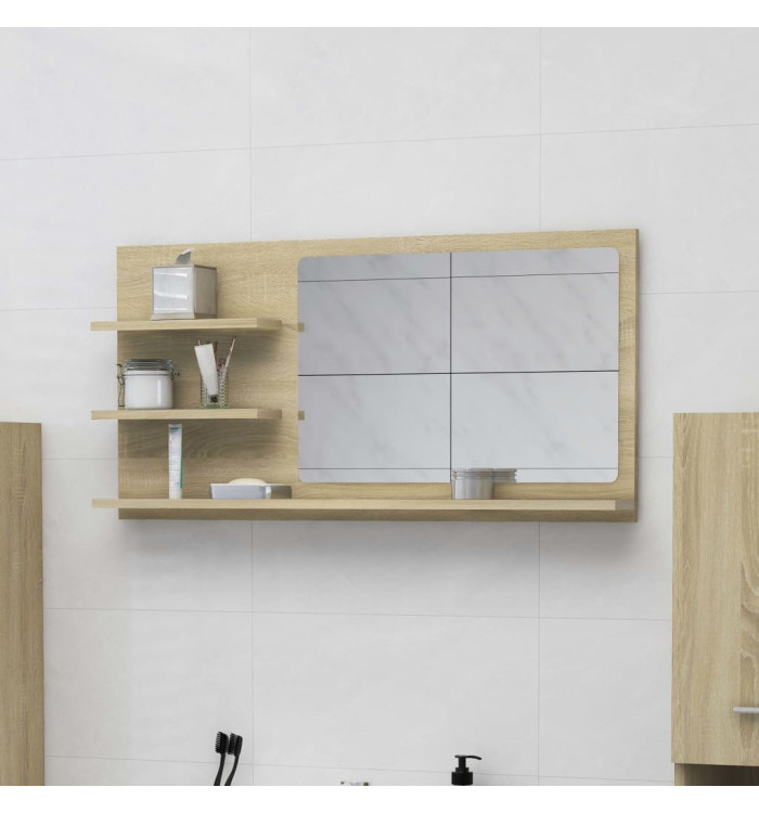 Miroir de salle de bain chêne sonoma bois d’ingénierie | Mobilier & Déco