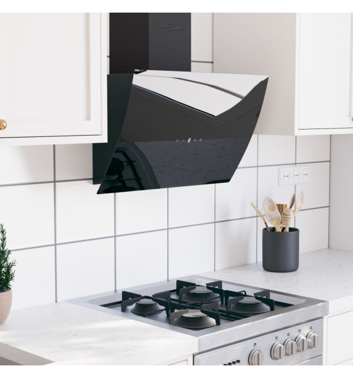 Hotte murale 60 cm Acier et verre trempé Noir | Mobilier & Déco