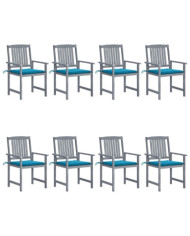 Chaises de jardin et coussins lot de 8 Bois acacia solide Gris | Mobilier & Déco