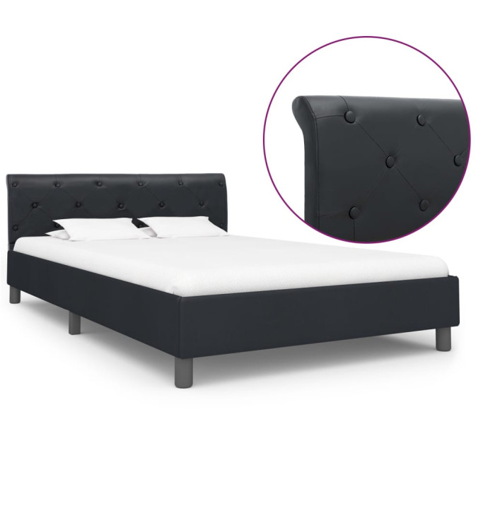 Cadre de lit sans matelas noir similicuir 120x200 cm | Mobilier & Déco