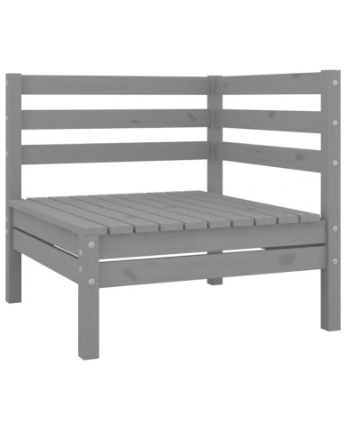 Canapé d'angle de jardin gris bois de pin massif | Mobilier & Déco