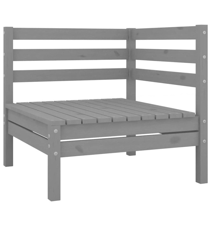 Canapé d'angle de jardin gris bois de pin massif | Mobilier & Déco
