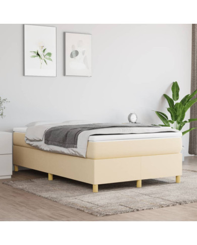 Sommier à lattes de lit avec matelas Crème 120x200 cm Tissu | Mobilier & Déco