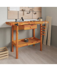 Établi avec tiroir et étaux 124x52x83 cm Bois massif d'acacia | Mobilier & Déco