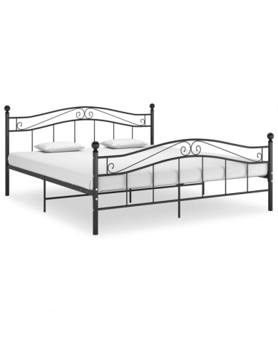 Cadre de lit sans matelas noir métal 140x200 cm | Mobilier & Déco