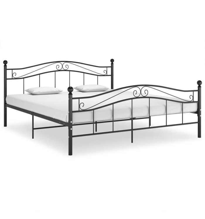Cadre de lit sans matelas noir métal 140x200 cm | Mobilier & Déco