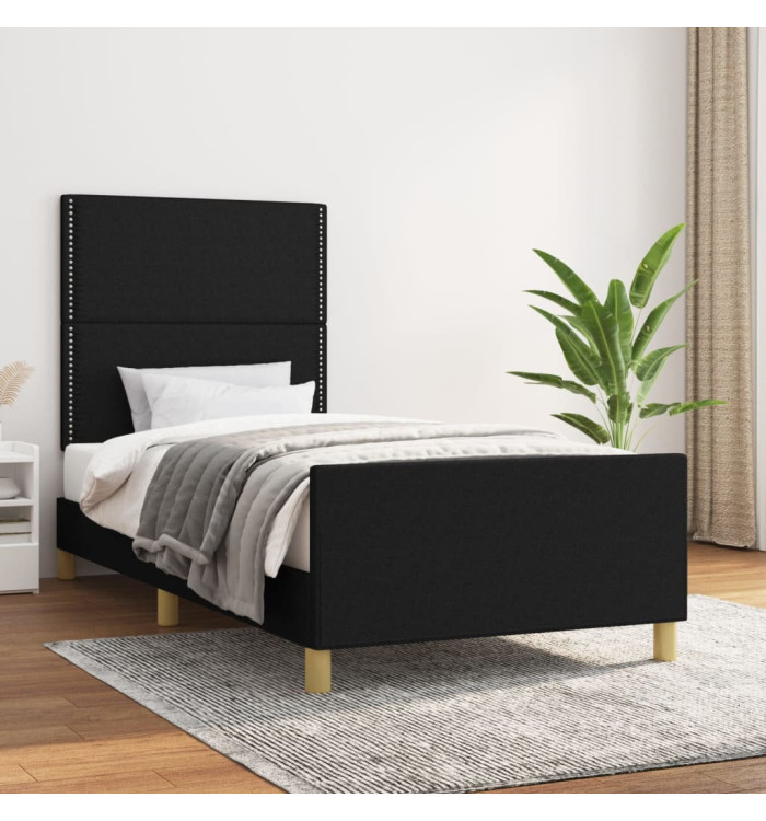 Cadre de lit sans matelas noir 80x200 cm tissu | Mobilier & Déco