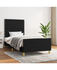 Cadre de lit sans matelas noir 80x200 cm tissu | Mobilier & Déco