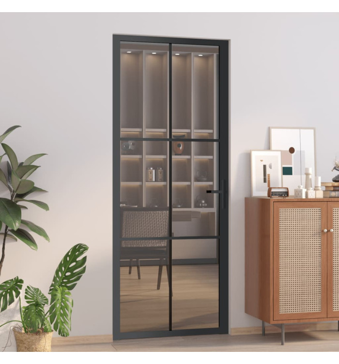 Porte intérieure 83x201,5 cm Noir Verre ESG et aluminium | Mobilier & Déco