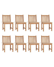 Chaises de jardin lot de 8 avec coussins Bois de teck massif | Mobilier & Déco