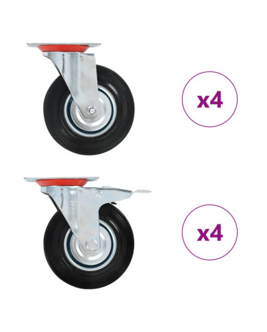 8 pcs Roulettes pivotantes 125 mm | Mobilier & Déco