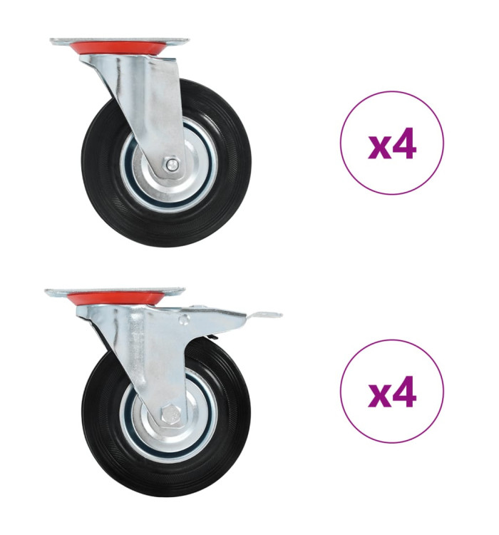 8 pcs Roulettes pivotantes 125 mm | Mobilier & Déco