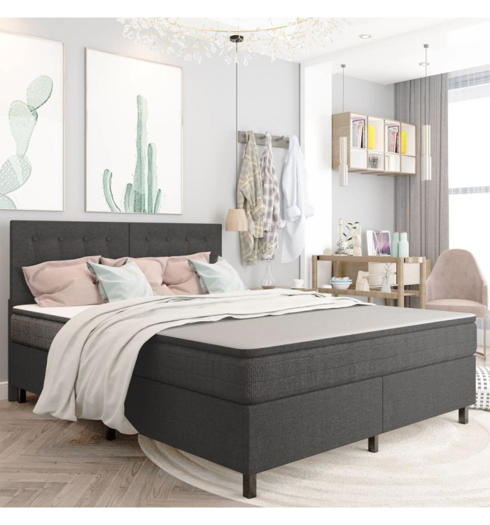 Sommier à lattes de lit Gris foncé Tissu 180x200 cm | Mobilier & Déco