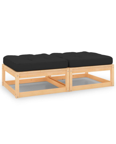 Repose-pieds de jardin avec coussins lot de 2 Pin massif | Mobilier & Déco