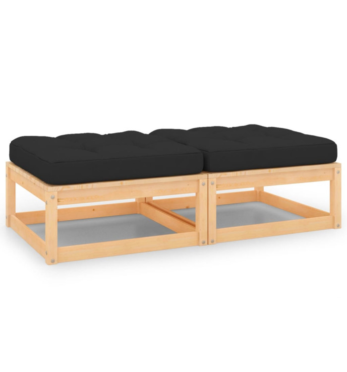 Repose-pieds de jardin avec coussins lot de 2 Pin massif | Mobilier & Déco