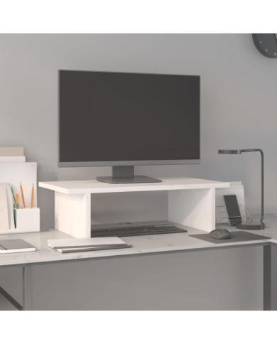 Support de moniteur Blanc 50x27x15 cm Bois de pin solide | Mobilier & Déco