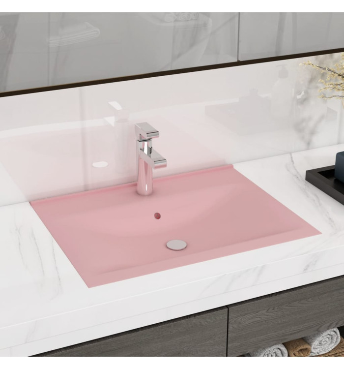 Lavabo avec trou de robinet Rose mat 60x46 cm Céramique | Mobilier & Déco