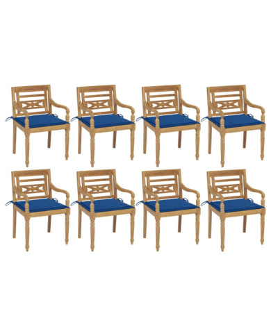 Chaises Batavia avec coussins lot de 8 Bois de teck solide | Mobilier & Déco