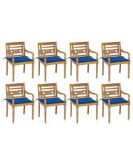 Chaises Batavia avec coussins lot de 8 Bois de teck solide | Mobilier & Déco