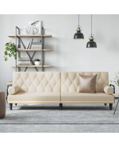 Canapé-lit avec accoudoirs crème tissu | Mobilier & Déco