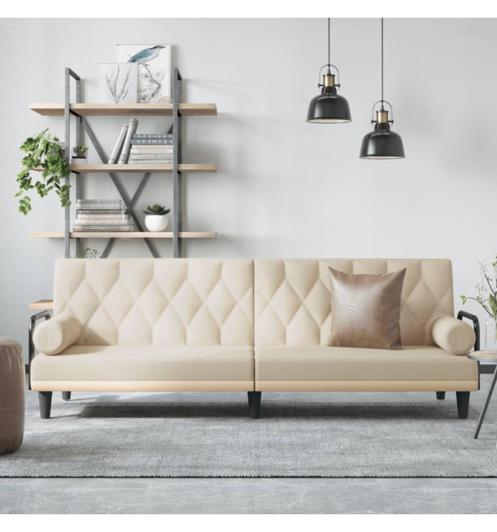Canapé-lit avec accoudoirs crème tissu | Mobilier & Déco