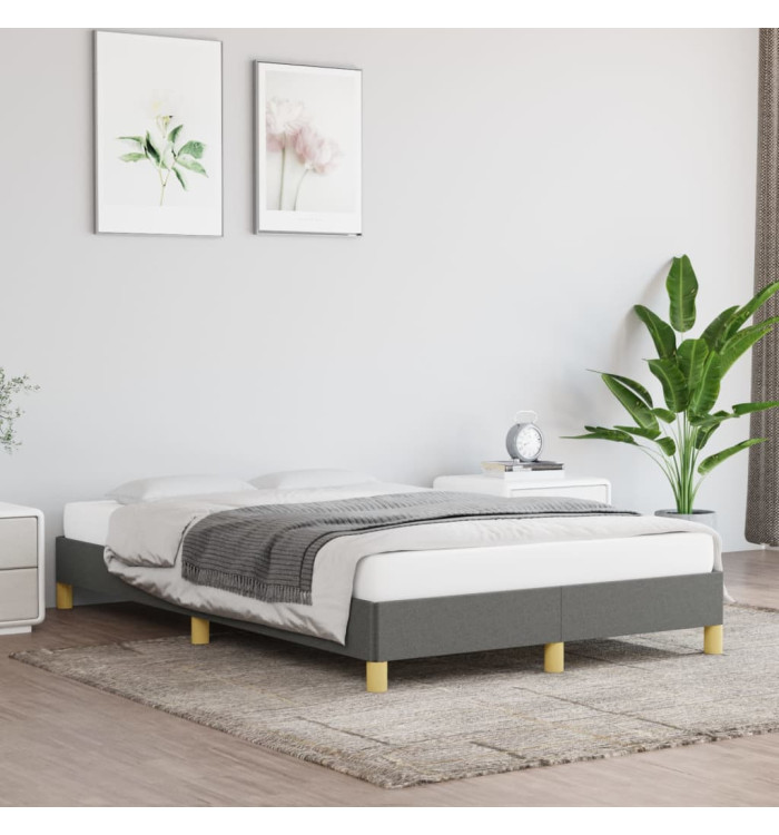 Cadre de lit sans matelas gris foncé 120x200 cm tissu | Mobilier & Déco