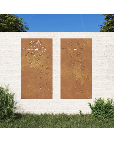 Décorations murales de jardin 2pcs 105x55 cm design de fleur | Mobilier & Déco