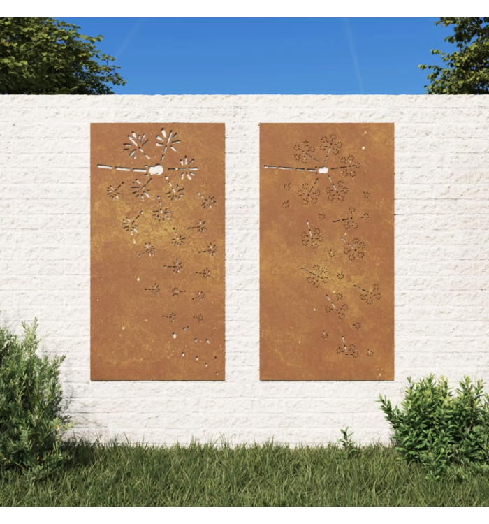 Décorations murales de jardin 2pcs 105x55 cm design de fleur | Mobilier & Déco
