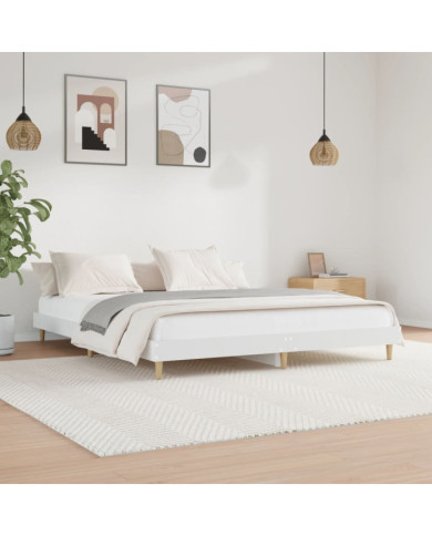 Cadre de lit sans matelas blanc 150x200 cm bois d'ingénierie | Mobilier & Déco