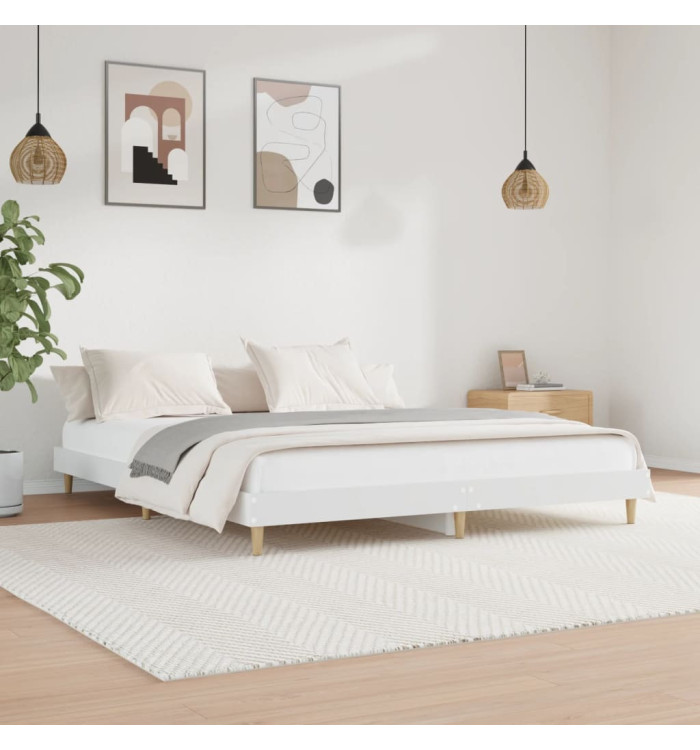 Cadre de lit sans matelas blanc 150x200 cm bois d'ingénierie | Mobilier & Déco