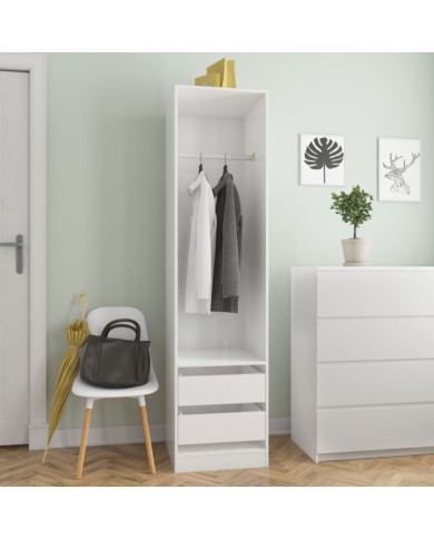 Garde-robe avec tiroirs Blanc brillant Bois d'ingénierie | Mobilier & Déco