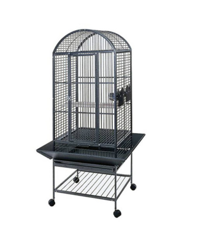 Strong Cage pour perroquet Villa Minerva Gris métallisé 46x46x144 cm | Mobilier & Déco