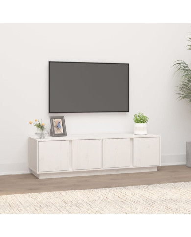 Meuble TV Blanc 140x40x40 cm Bois de pin massif | Mobilier & Déco
