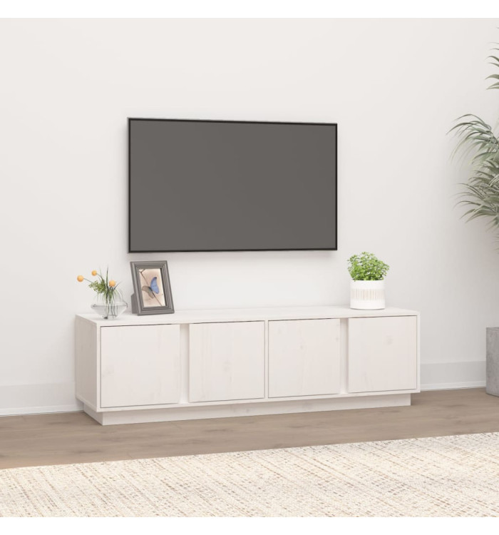 Meuble TV Blanc 140x40x40 cm Bois de pin massif | Mobilier & Déco