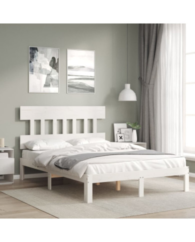 Cadre de lit sans matelas blanc bois de pin massif | Mobilier & Déco