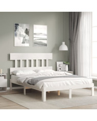 Cadre de lit sans matelas blanc bois de pin massif | Mobilier & Déco