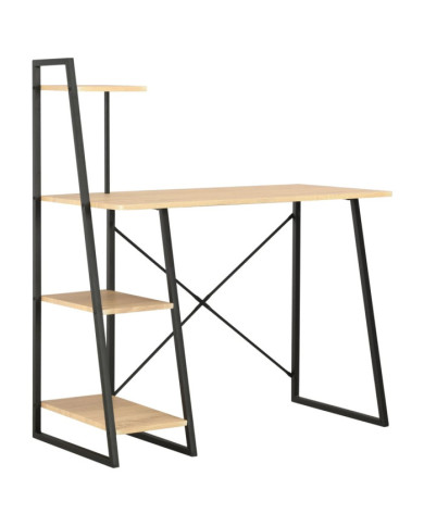 Bureau avec étagère Noir et chêne 102x50x117 cm | Mobilier & Déco