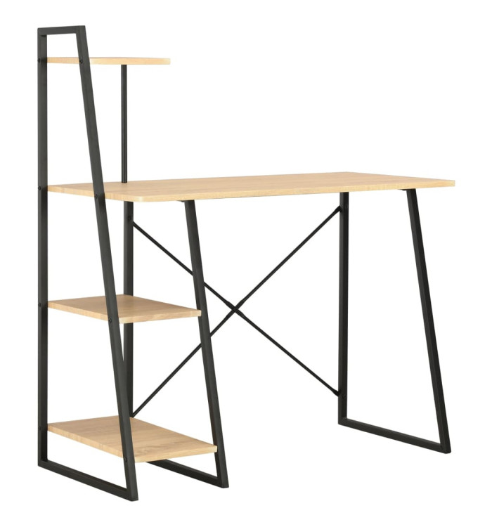 Bureau avec étagère Noir et chêne 102x50x117 cm | Mobilier & Déco