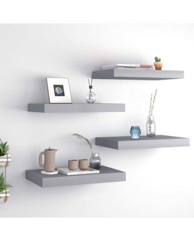 Étagères murales flottantes 4 pcs Gris 40x23x3,8 cm MDF | Mobilier & Déco