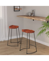 Tabourets de bar Gavin lot de 2 45x40x63cm bois massif manguier | Mobilier & Déco