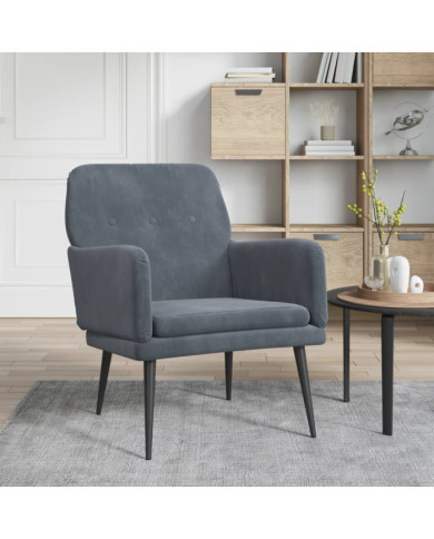 Fauteuil Gris foncé 62x79x79 cm Velours | Mobilier & Déco