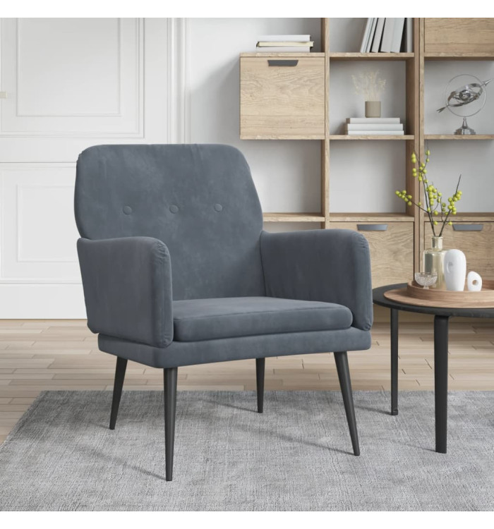 Fauteuil Gris foncé 62x79x79 cm Velours | Mobilier & Déco