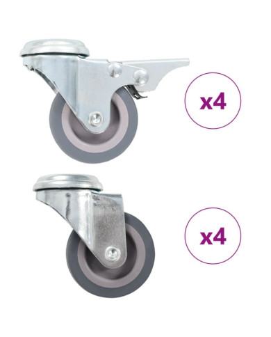 8 pcs Roulettes pivotantes à trou de boulon 50 mm | Mobilier & Déco